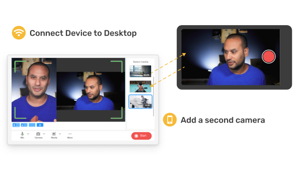 Record campus tours, interviews, or events in Visla to create campus promo video maker projects